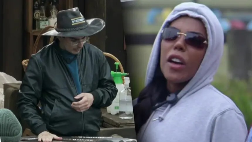 Dudu Camargo cumpre a promessa e coloca Carol e Rayane no trato da Vaca em #afazenda17 