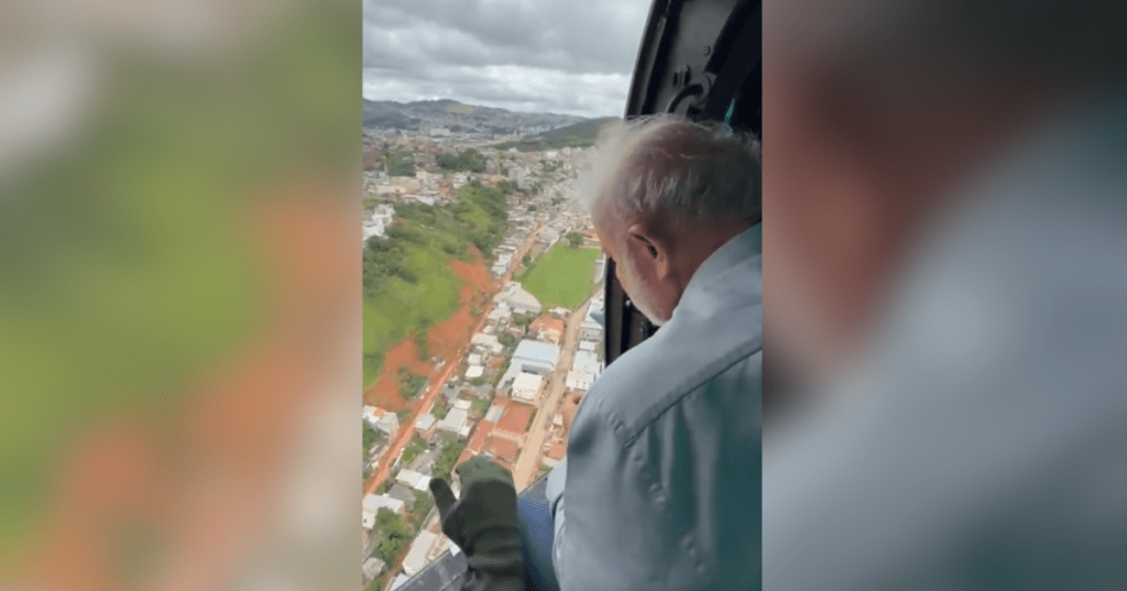 Lula sobrevoa cidades de Minas Gerais, que foram afetadas pelas fortes&nbsp;chuvas