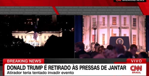 CNN Brasil faz Breaking News e informa que Donald Trump foi retirado às pressas de jantar após barulhos de&nbsp;tiros